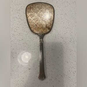 Vintage Ornate Silver Toned Handheld Vanity Mirror